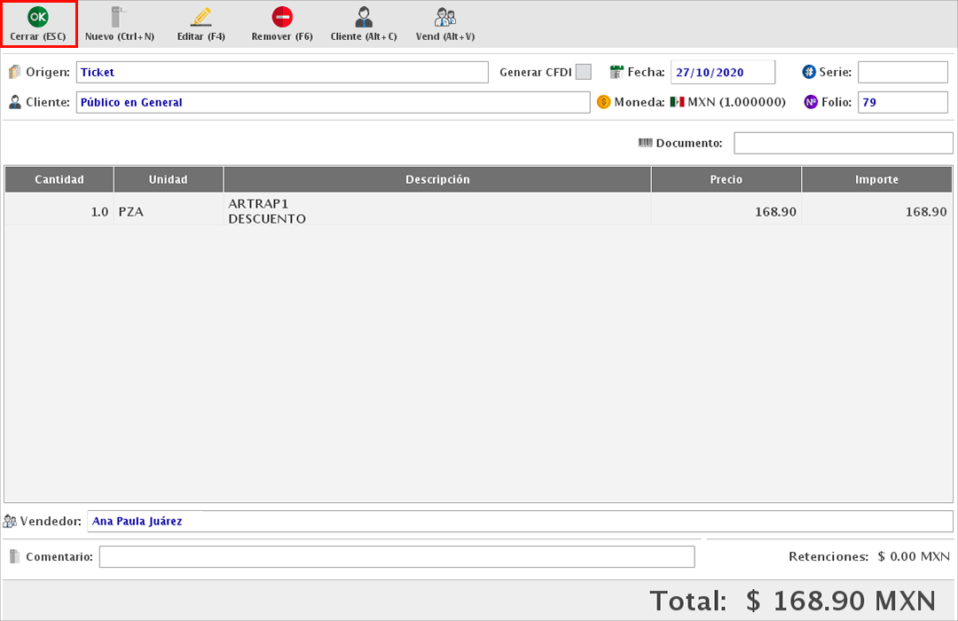 punto de venta-n ota de crédito
