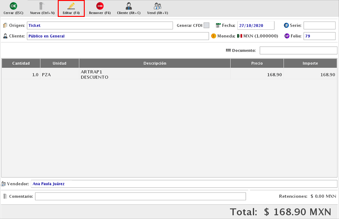 punto de venta-nota de crédito