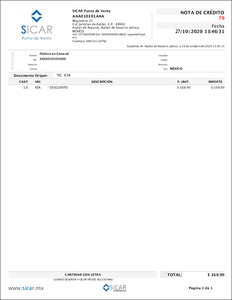 punto de venta-nota de crédito
