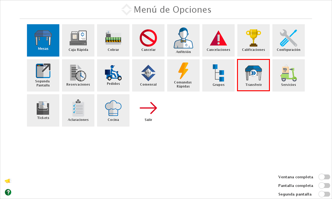 punto de venta-transferir mesa